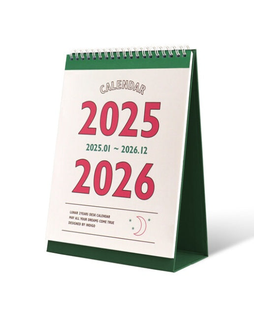 2025-2026 루나 레트로 2년 탁상 달력 (25년 1월~26년 12월, 음력, 절기) 