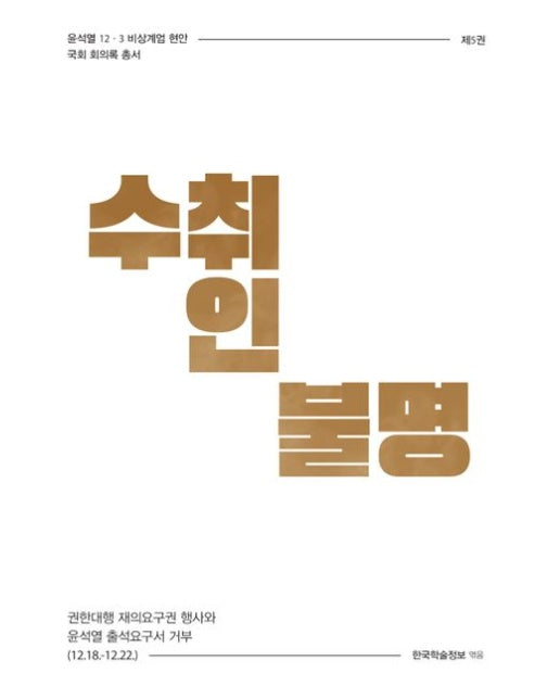 수취인불명 (권한대행 재의요구권 행사와 윤석열 출석요구서 거부 (12.18.-12.22.))