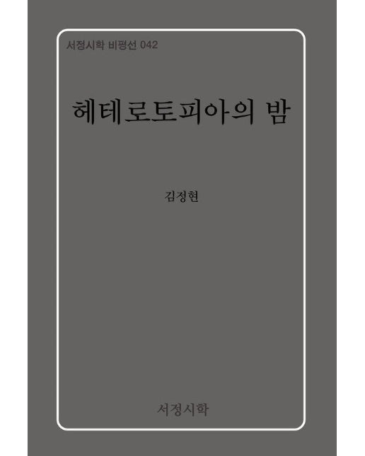 헤테로토피아의 밤 - 서정시학 비평선 42 (양장)