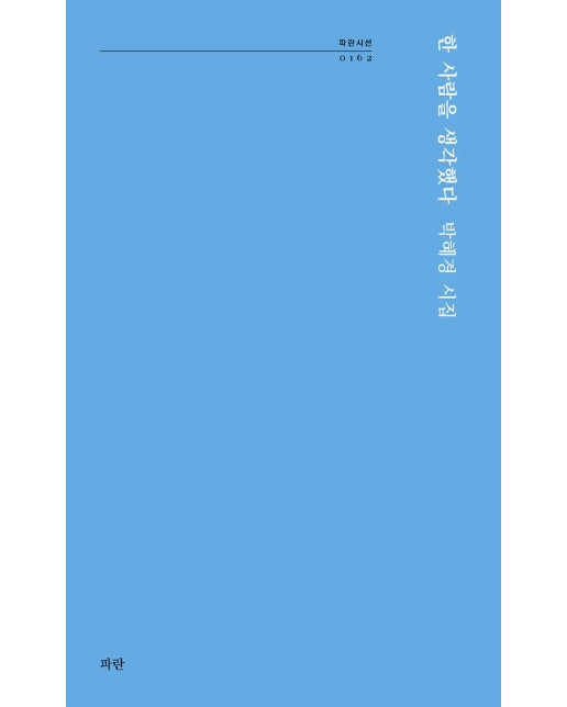 한 사람을 생각했다 - 파란시선 162